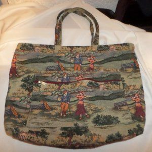 Holdings Large Golfer Tapestry Tote Bag Zip Top